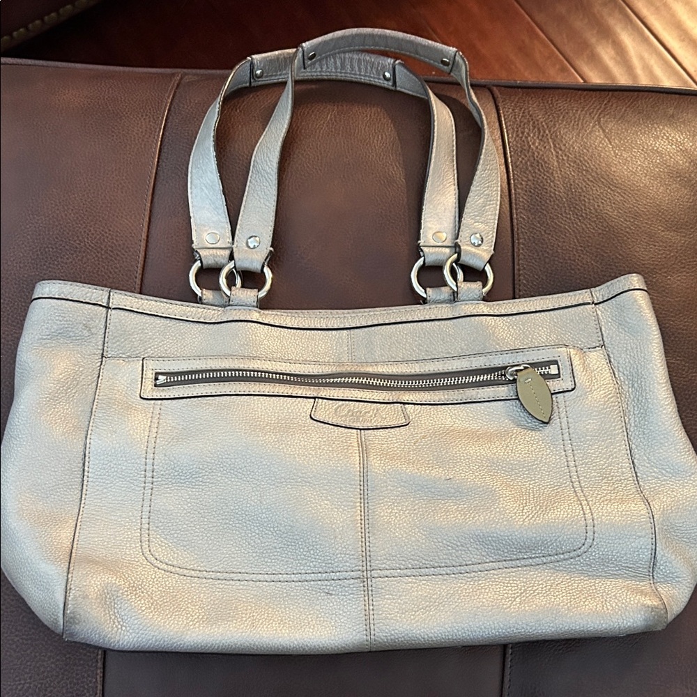 Coach Metallic Silver Tote Bag